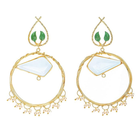 opal-round-brass-frame-leaf-design-stud-earrings-er202