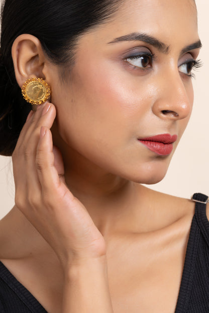 Gold Plated Guinea Coin Stud Earring