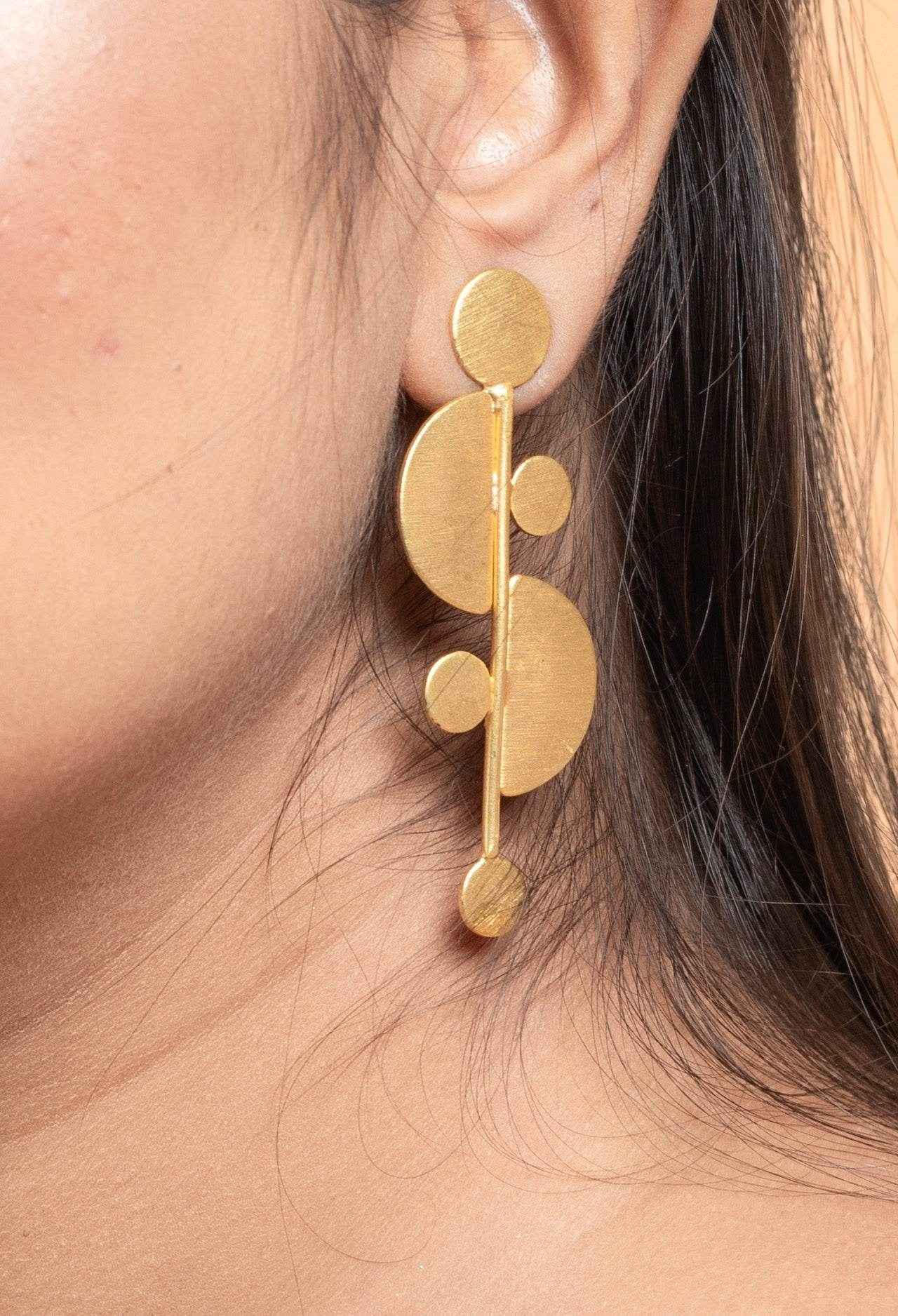 Half Moon Brass Stud Earrings Non-Allergic, Elegant Fashion Jewelry for All Occasions
