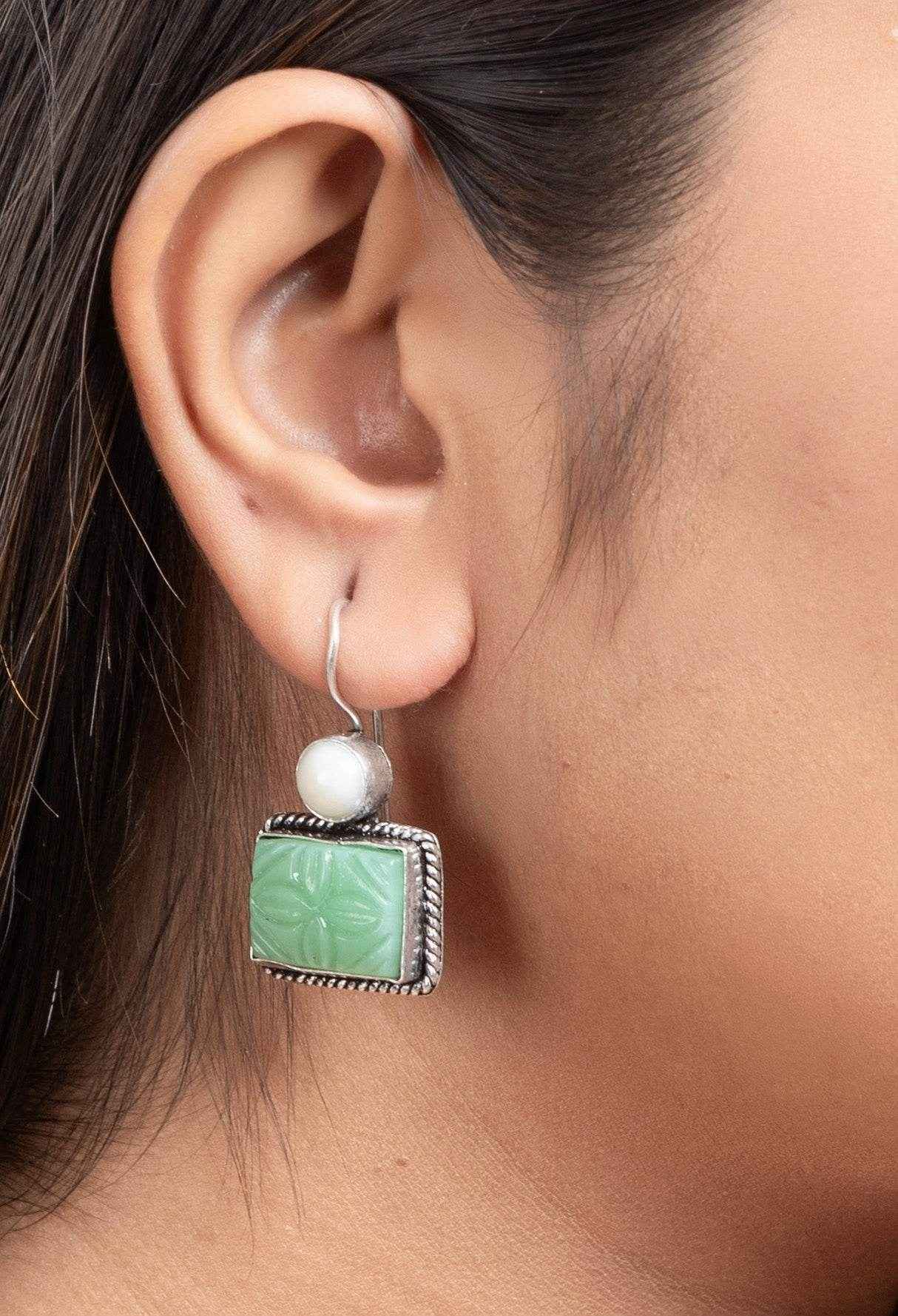 Light green stone earrings hotsell