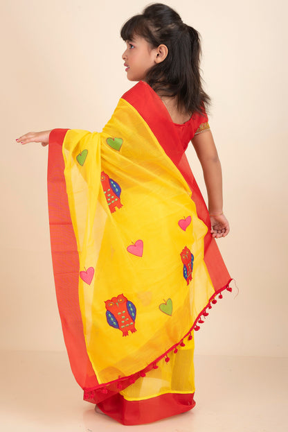 yellow-handloom-kids-cotton-saree-with-stitched-blouse-and-petticoat-ks02