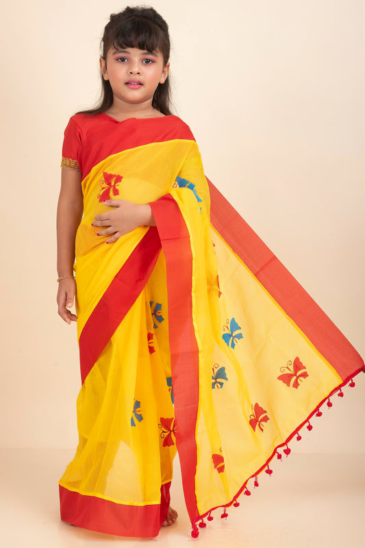 yellow-handloom-kids-cotton-saree-with-stitched-blouse-and-petticoat-ks03