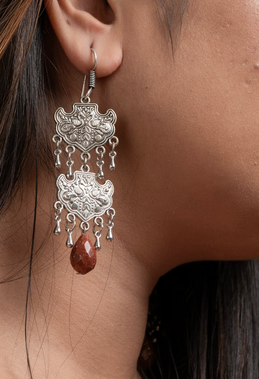 designer-oxidised-silver-two-layer-dangler-with-semi-precious-sandstone-drop-earring-er358