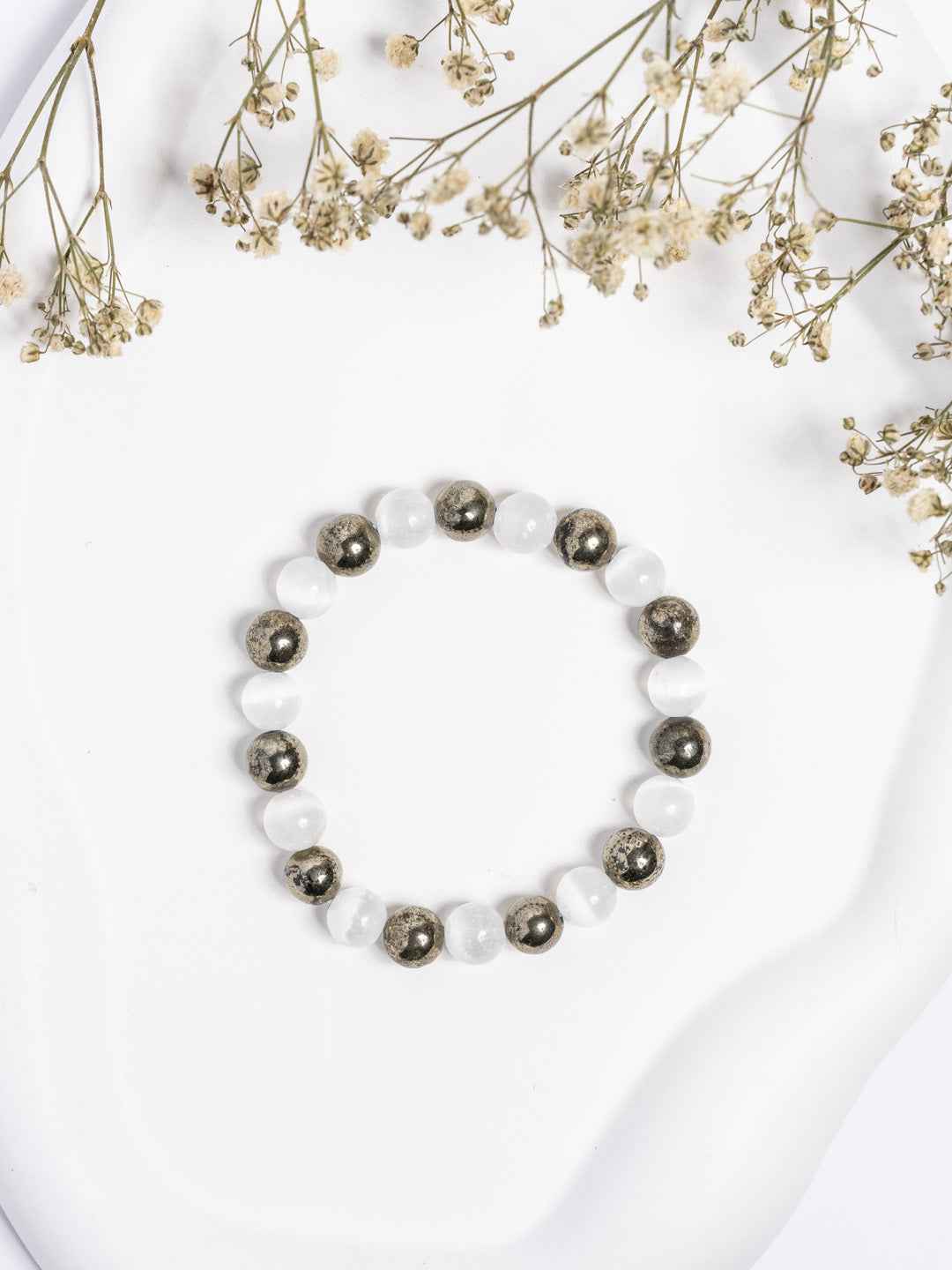 Raw Pyrite Selenite Bracelet with 10x Self Recharge