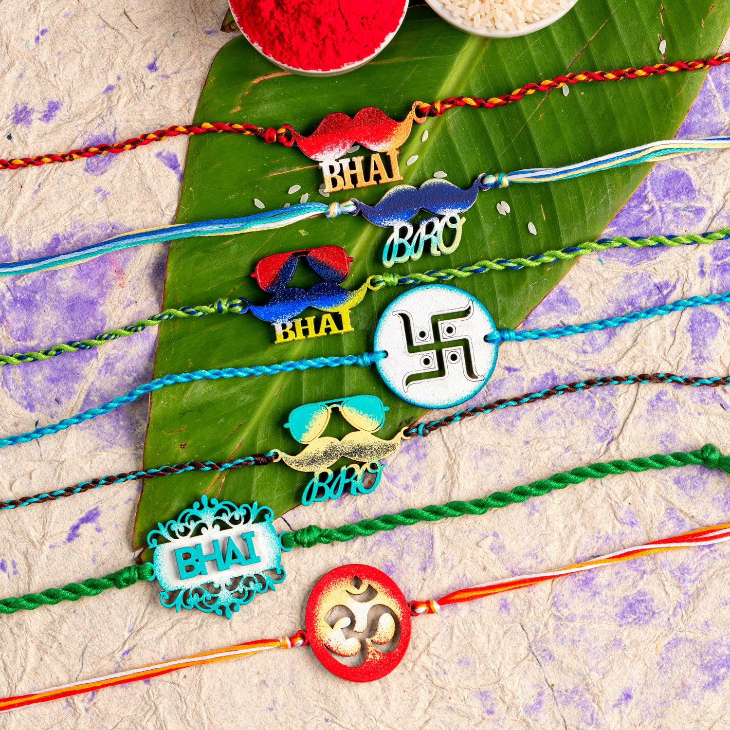 Handmade Designer Rakhi Set of 7