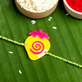 Acrylic Yellow Pink Strawberry with Green Yellow Dori Rakhi and Roli Chawal for Boys & Kids - Lookandadorn.com