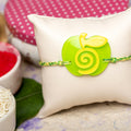 Acrylic Green Yellow Apple Rakhi with Green Yellow Dori Roli Chawal for Boys and Kids - Lookandadorn.com
