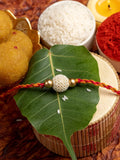 Handmade Beaded Pearl Golden Rakhi for Men and Boys with Roli Chawal - Lookandadorn.com