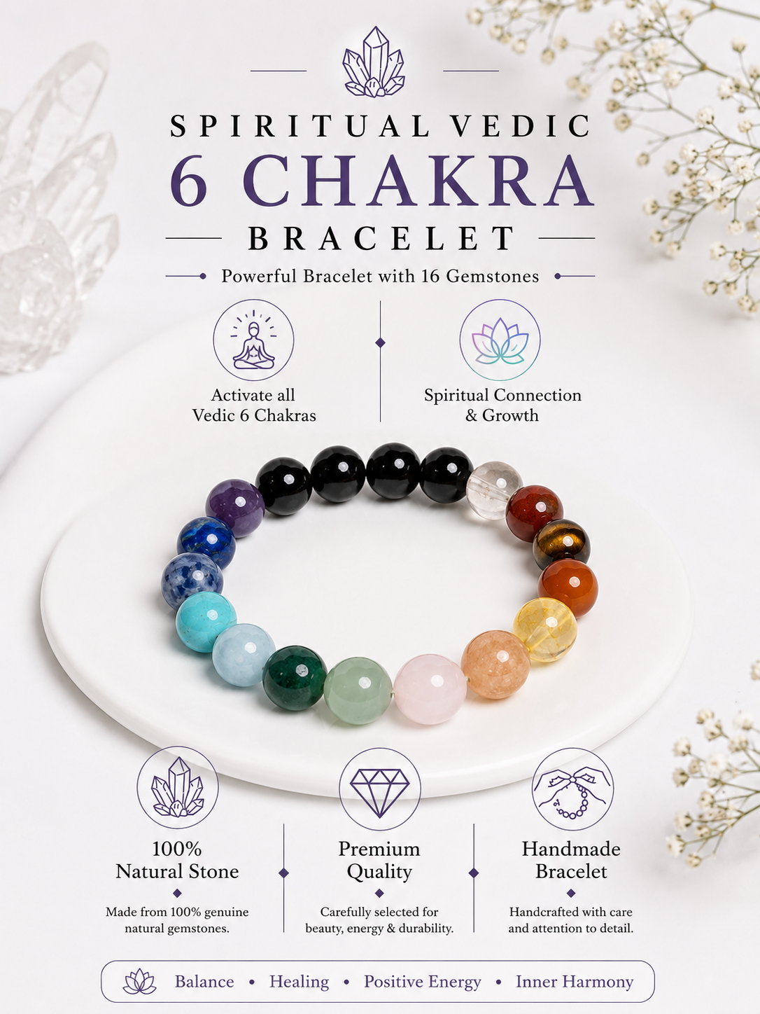 Spiritual Vedic 6 Chakra Bracelet LOOK AND ADORN - designed for you