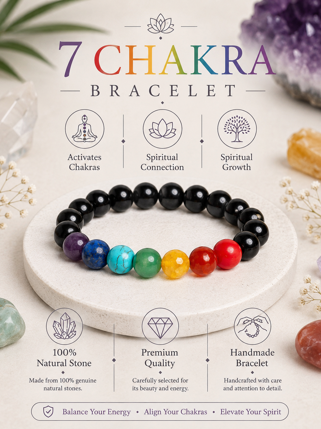 7 Chakra Bracelet LOOK AND ADORN - designed for you