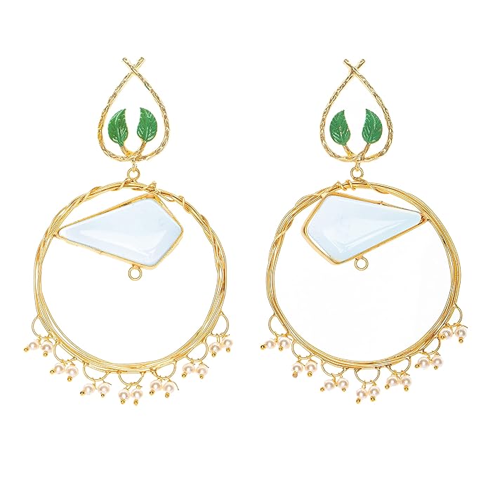 opal-round-brass-frame-leaf-design-stud-earrings-er202