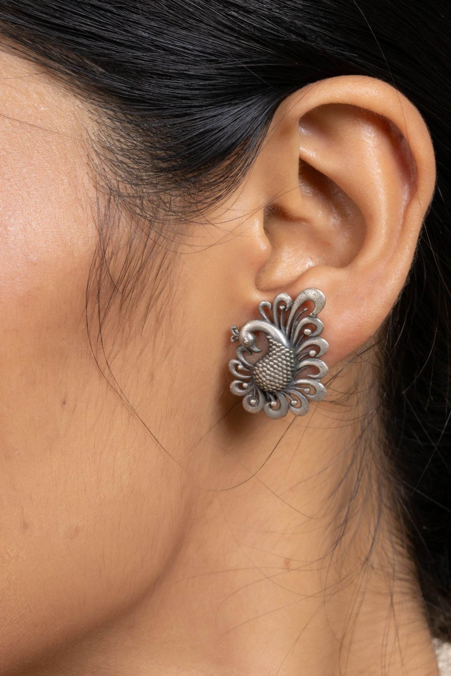 92.5 Pure Silver Peacock Stud Earrings | Elegant Design for All Occasions | Non-Allergic Jewelry - Lookandadorn.com