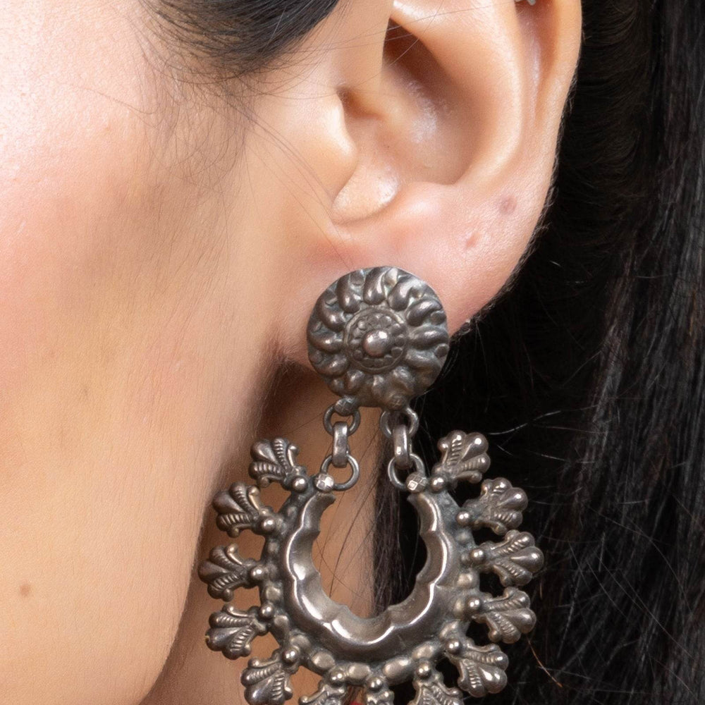 92.5 Pure Silver Stud Chandbali Earrings, Elegant Design for Any Occasion, Non-Allergic - Lookandadorn.com