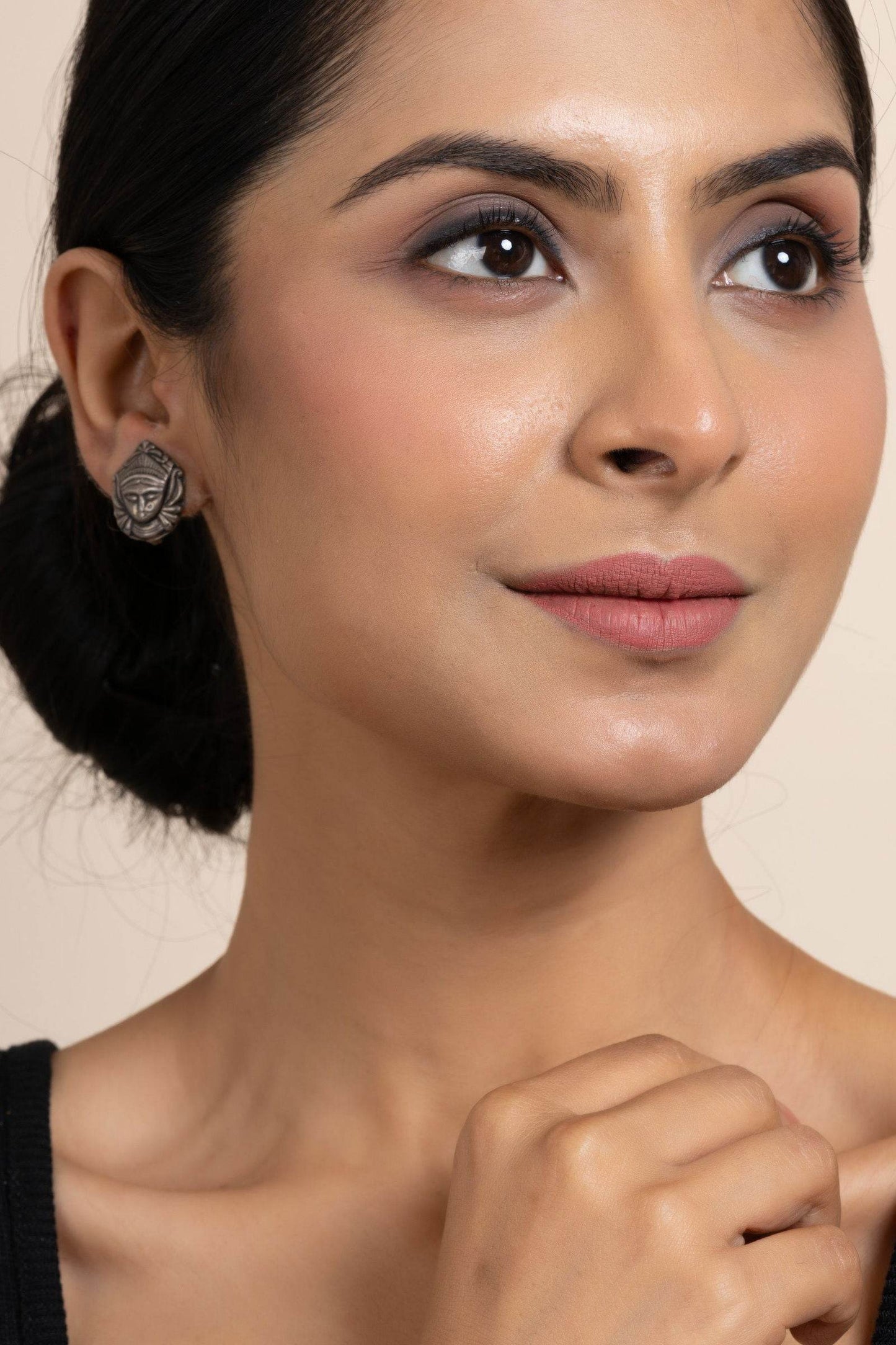 925 Pure Silver Durga Stud Earrings - Exquisite Design for All Occasions, Non-Allergic - Lookandadorn.com