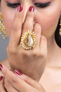 Adjustable Golden Brass Baroque Pearl Statement Ring for Elegant and Sophisticated Style - Lookandadorn.com