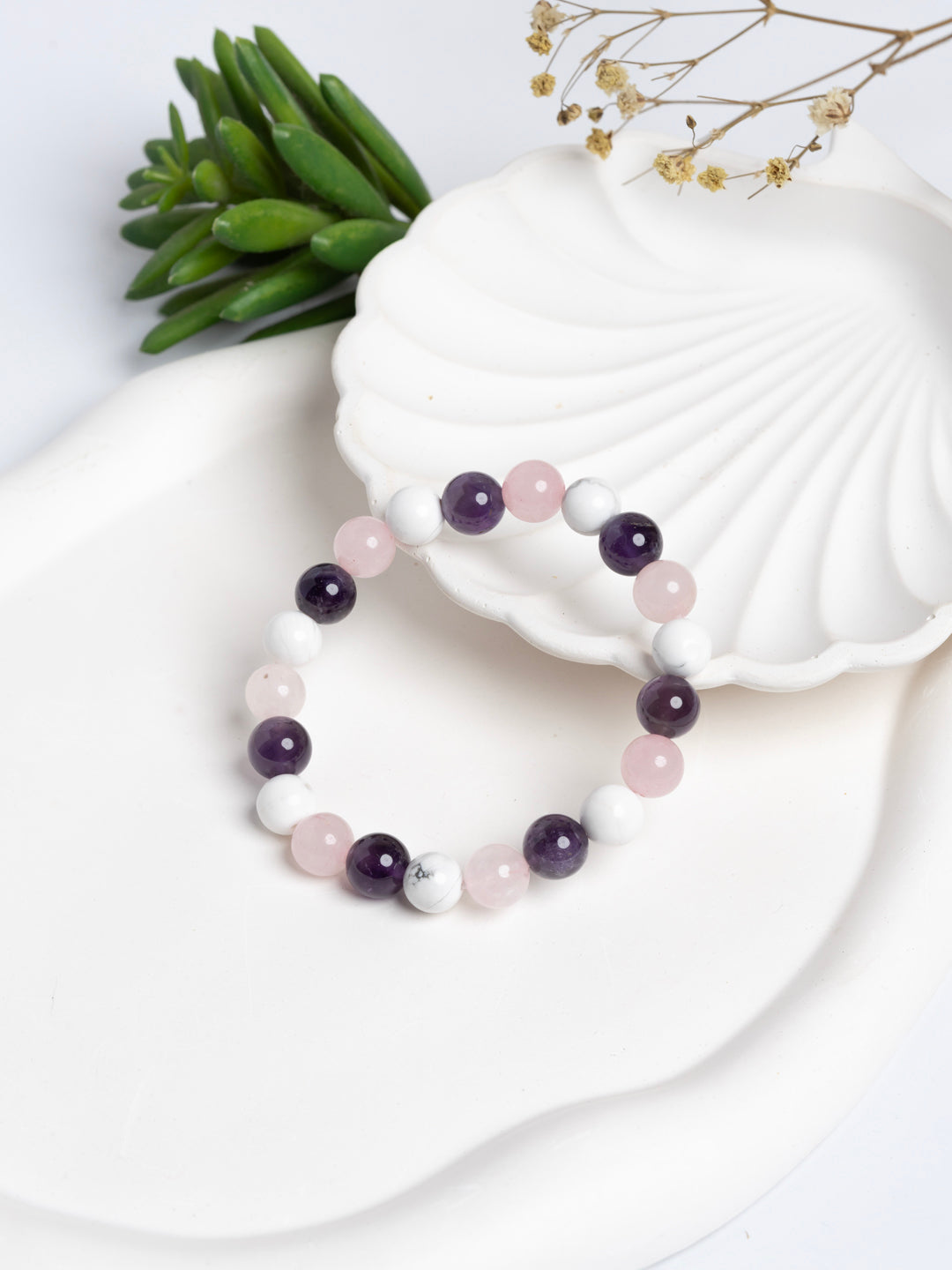 Amethyst Rose Quartz Howlite Bracelet LOOK AND ADORN - designed for you