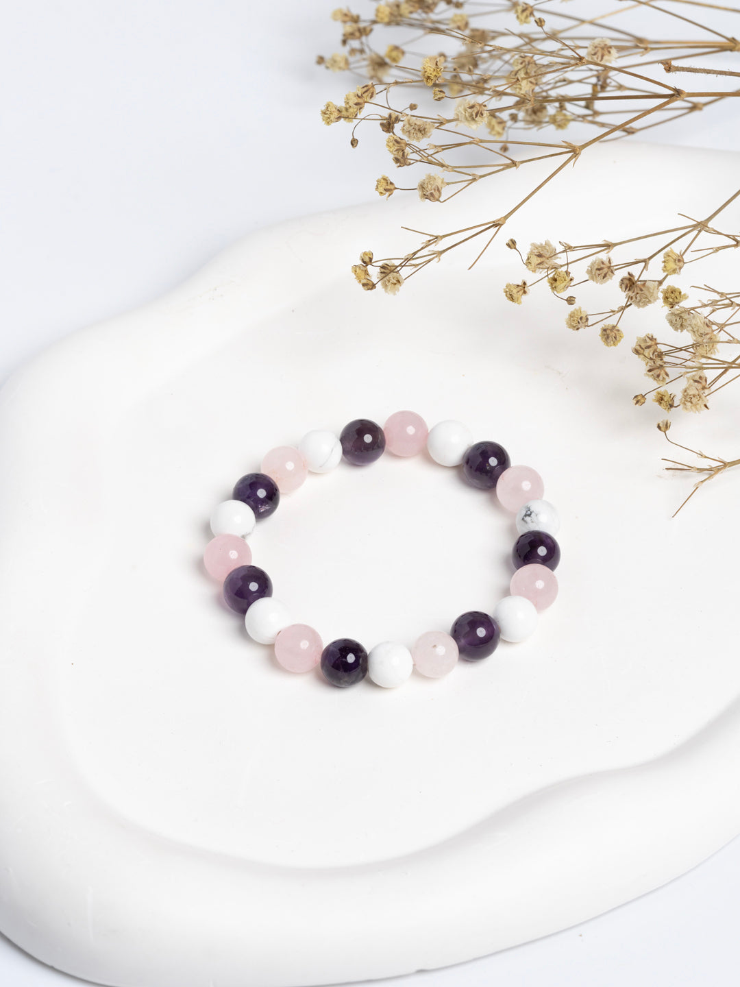 Amethyst Rose Quartz Howlite Bracelet LOOK AND ADORN - designed for you