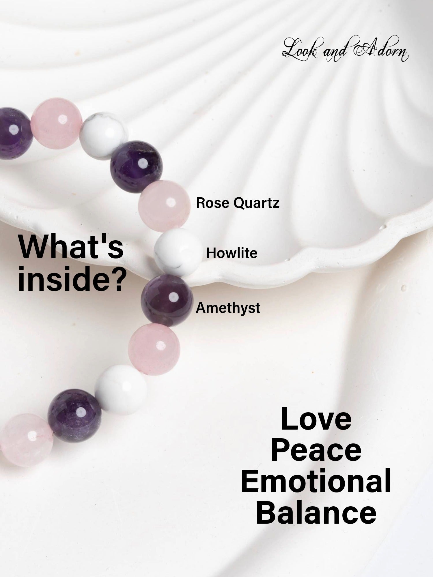 Amethyst Rose Quartz Howlite Bracelet LOOK AND ADORN - designed for you