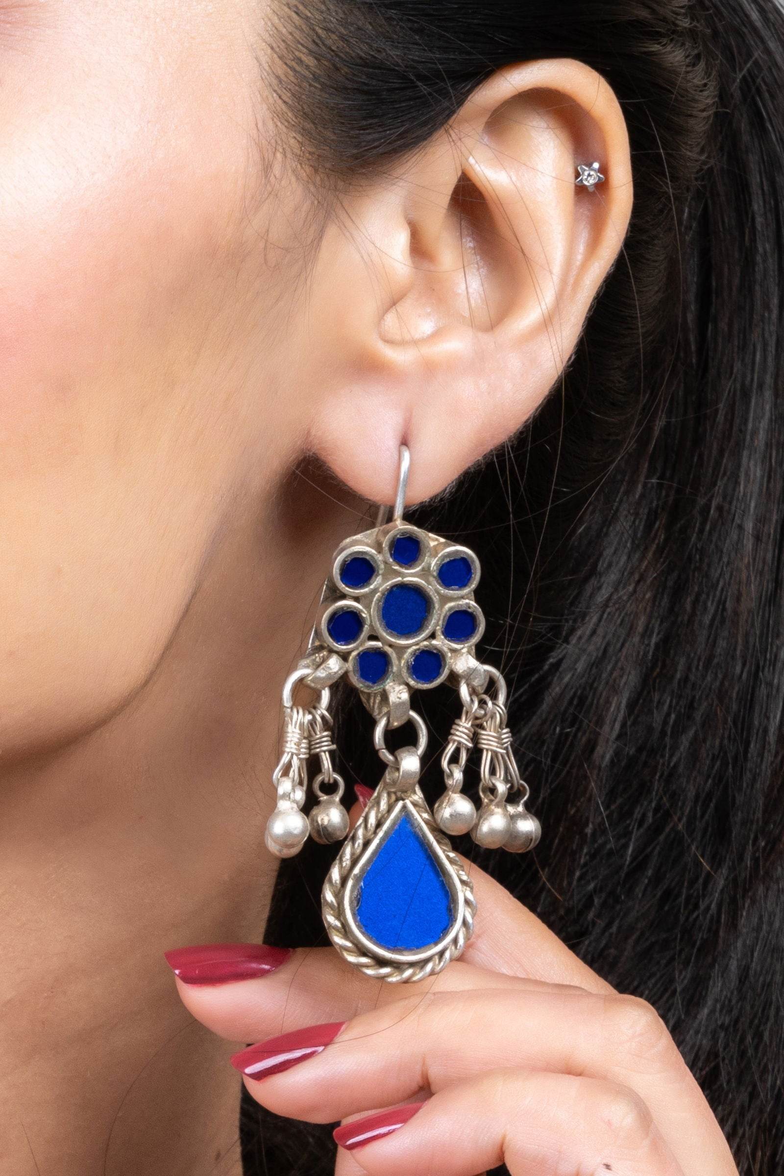 Silver glass earrings new arrivals