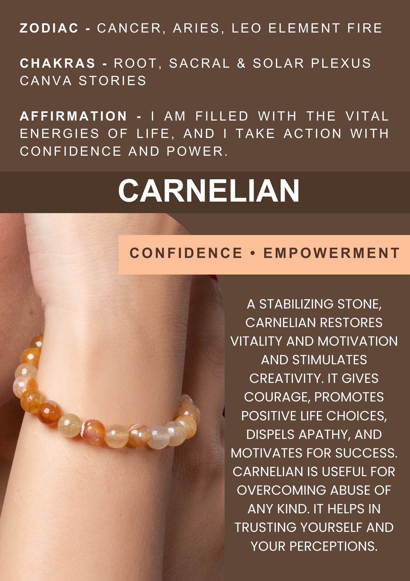 Handmade Orange Carnelian Bracelet for Boosting Motivation, Creativity & Confidence - Lookandadorn.com