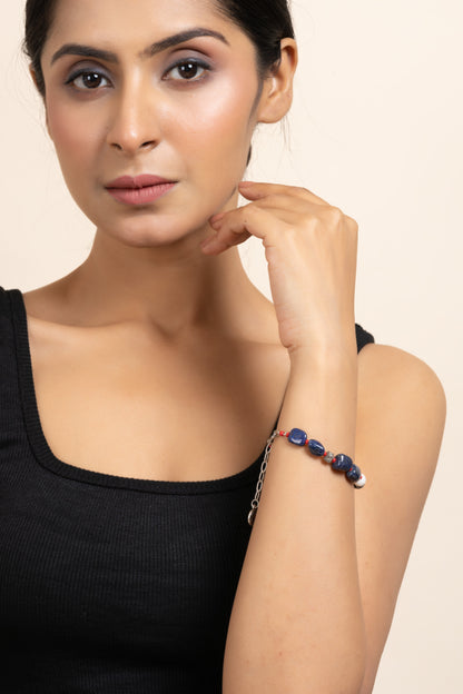 handmade-blue-white-semi-precious-lapiz-lazuli-jade-bracelet-with-adjustable-chain-bl08