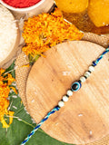 Green Blue Onyx Cat's Eye Evil Eye Rakhi With Roli Chawal for Raksha Bandhan Celebration - Lookandadorn.com