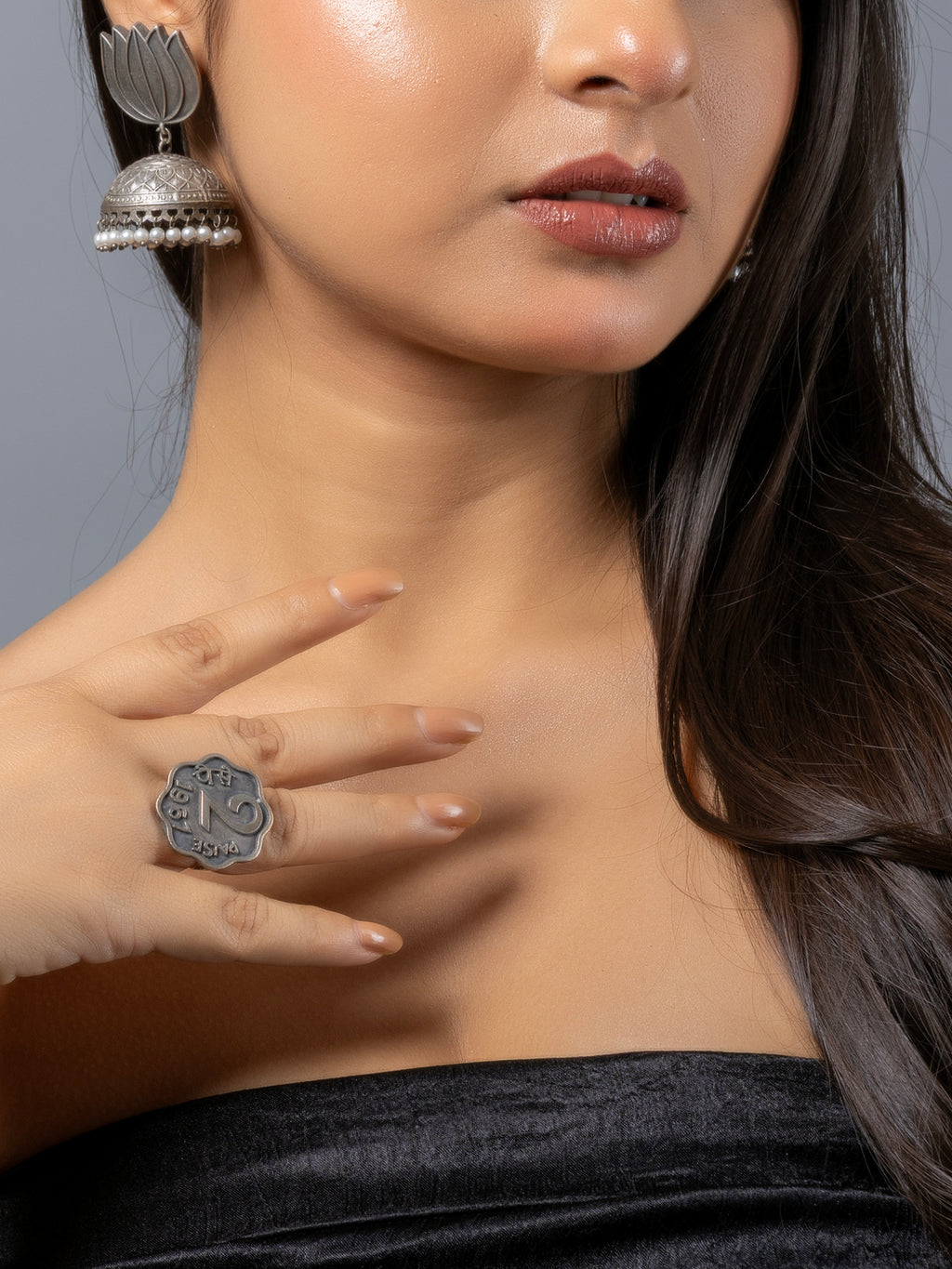 Silver Replica two Paise Coin Finger Ring LOOK AND ADORN - designed for you