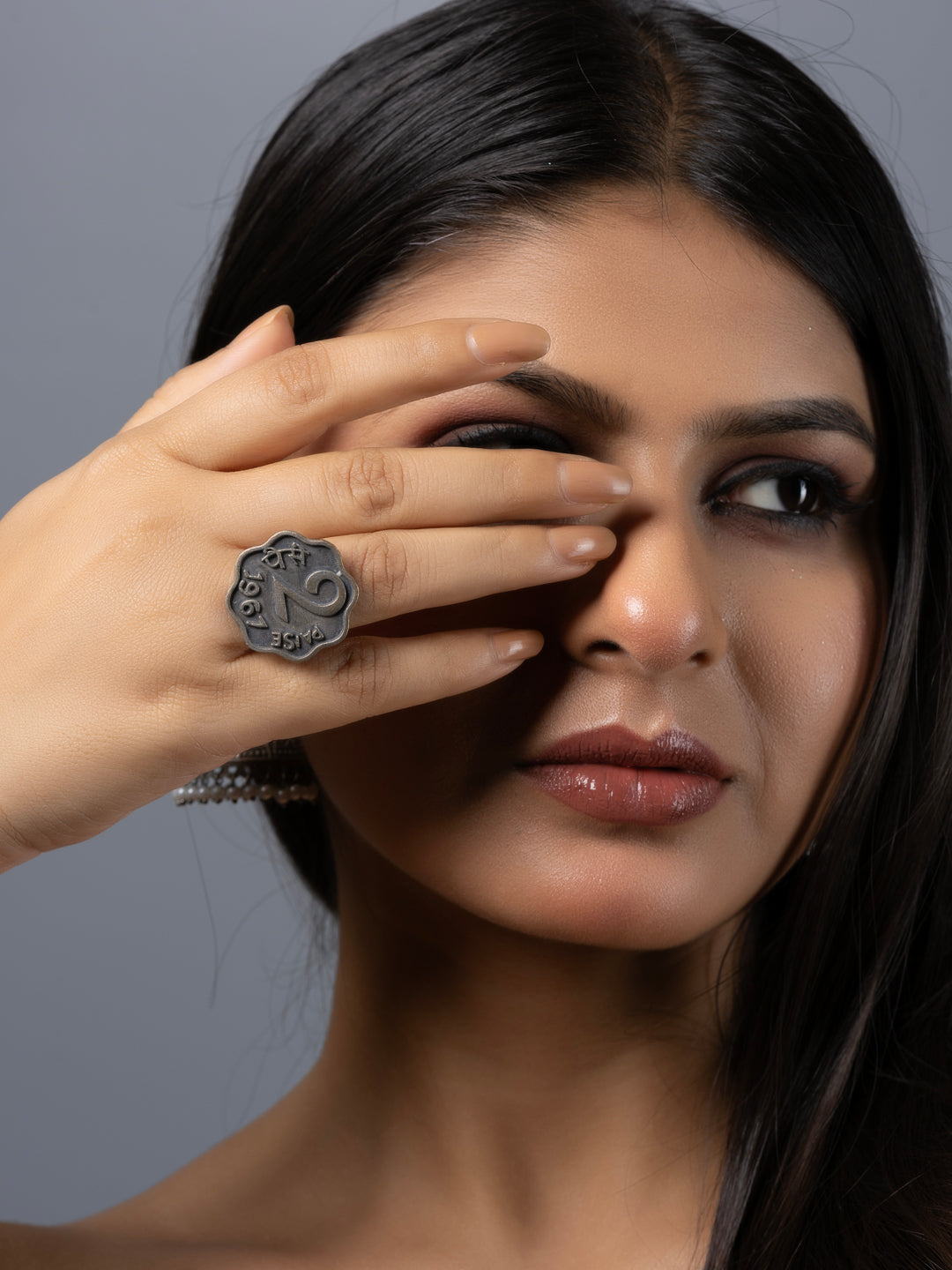 Silver Replica two Paise Coin Finger Ring LOOK AND ADORN - designed for you