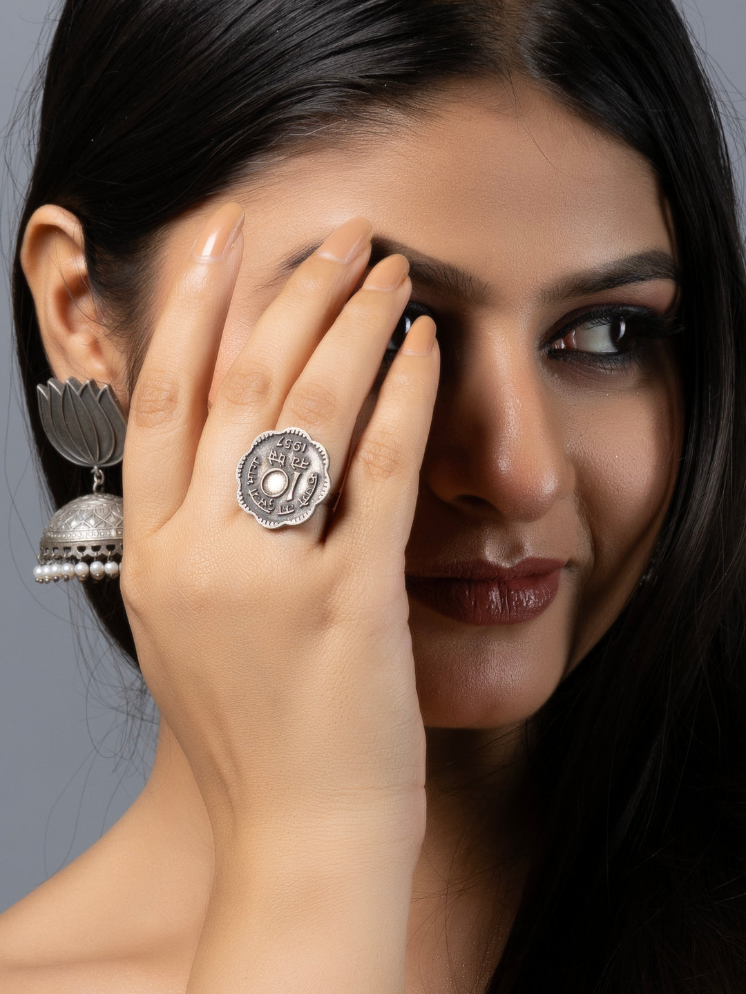 Silver Replica Ten Paise Coin Finger Ring LOOK AND ADORN - designed for you