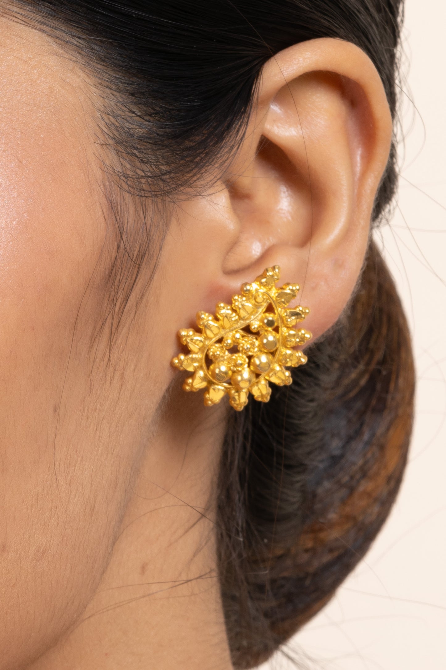 Gold Plated Mango Motif Stud Earring