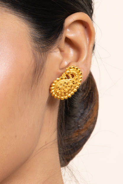 Gold Plated Paisley Stud Earring