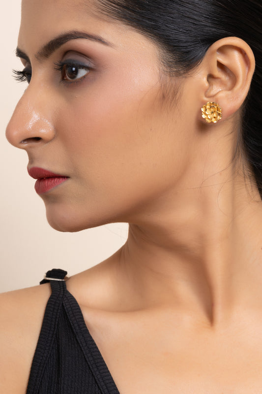 Gold Plated Double layer Flower Stud Earring