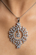 Designer White American Diamond Pendant Necklace Set - Lookandadorn.com