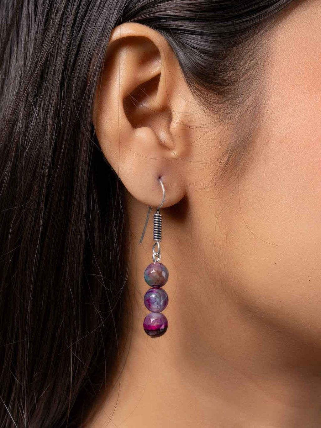 Purple Blue Graduation Onyx Necklace set with Earrings