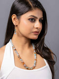 Ice Blue Brown Graduation Onyx Necklace set with Earrings