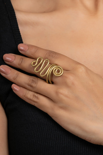 Handmade Snake Dokra Brass Adjustable Finger Ring