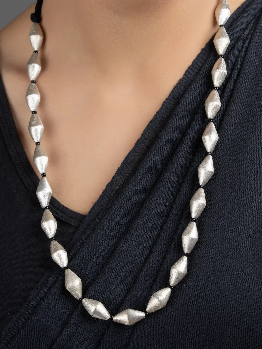 Silver Dholki Necklace Set with Earrings - Lookandadorn.com
