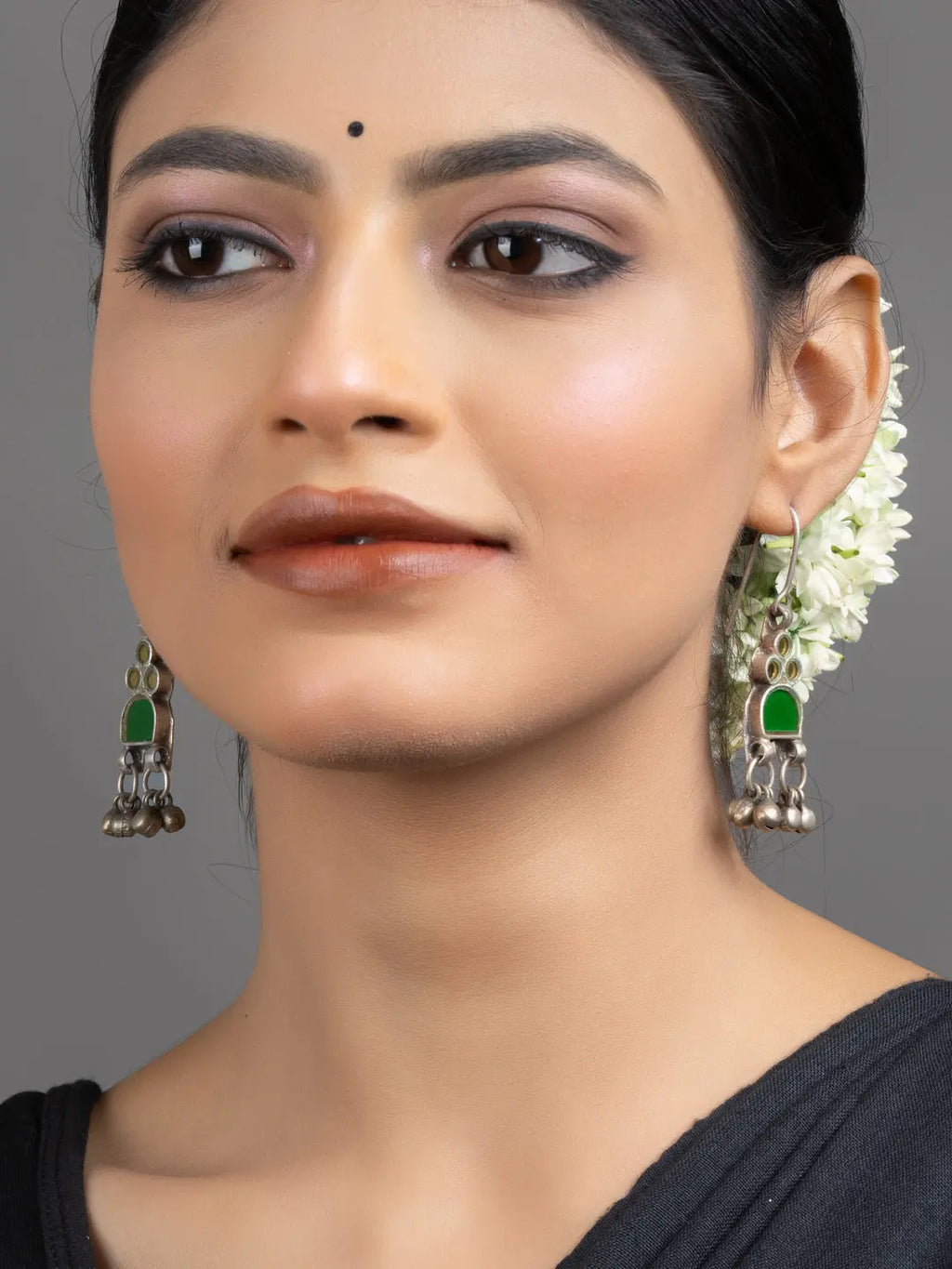 Green Afghan Glass Dangler Earrings - Lookandadorn.com