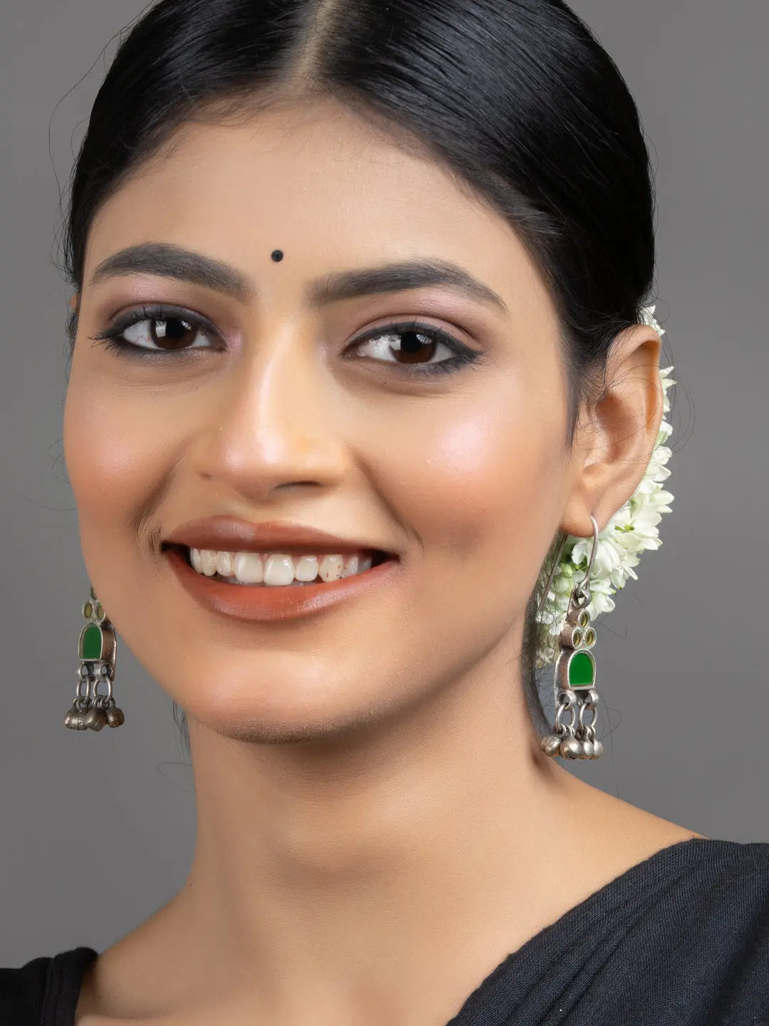 Green Afghan Glass Dangler Earrings - Lookandadorn.com
