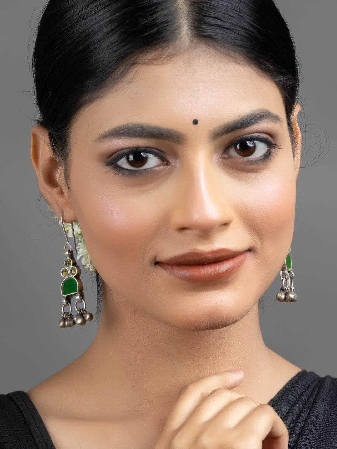 Green Afghan Glass Dangler Earrings - Lookandadorn.com