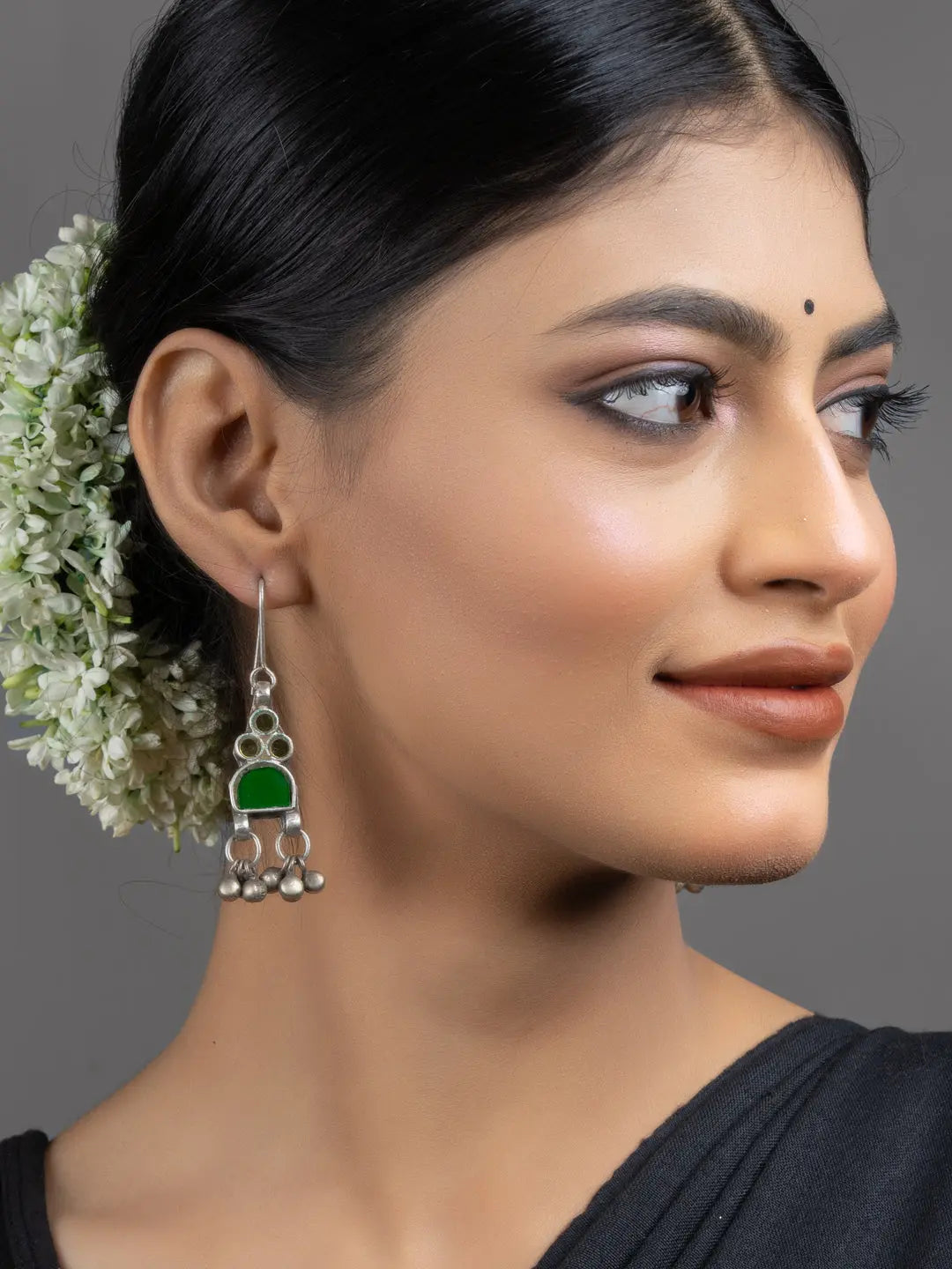 Green Afghan Glass Dangler Earrings - Lookandadorn.com