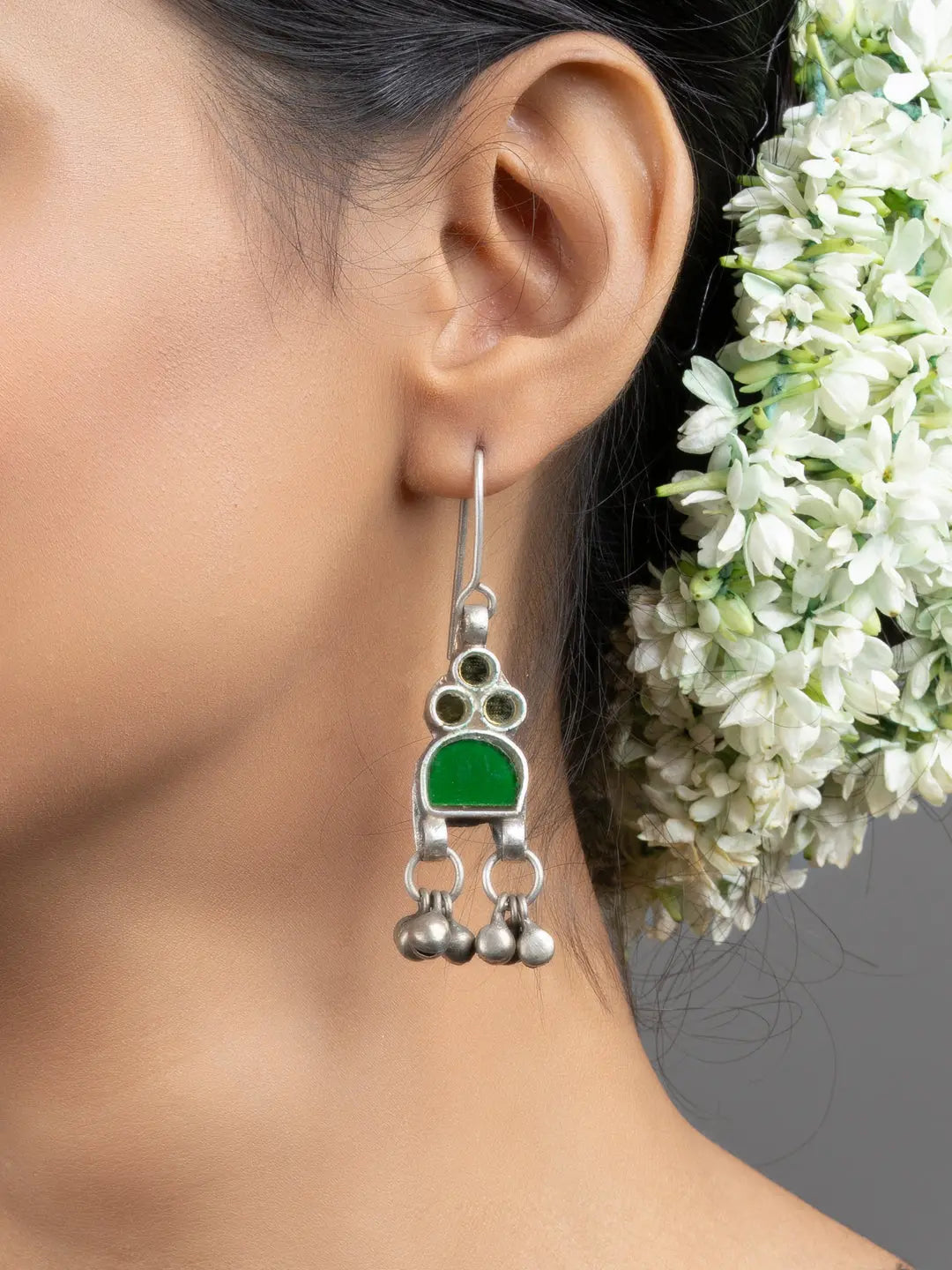 Green Afghan Glass Dangler Earrings - Lookandadorn.com