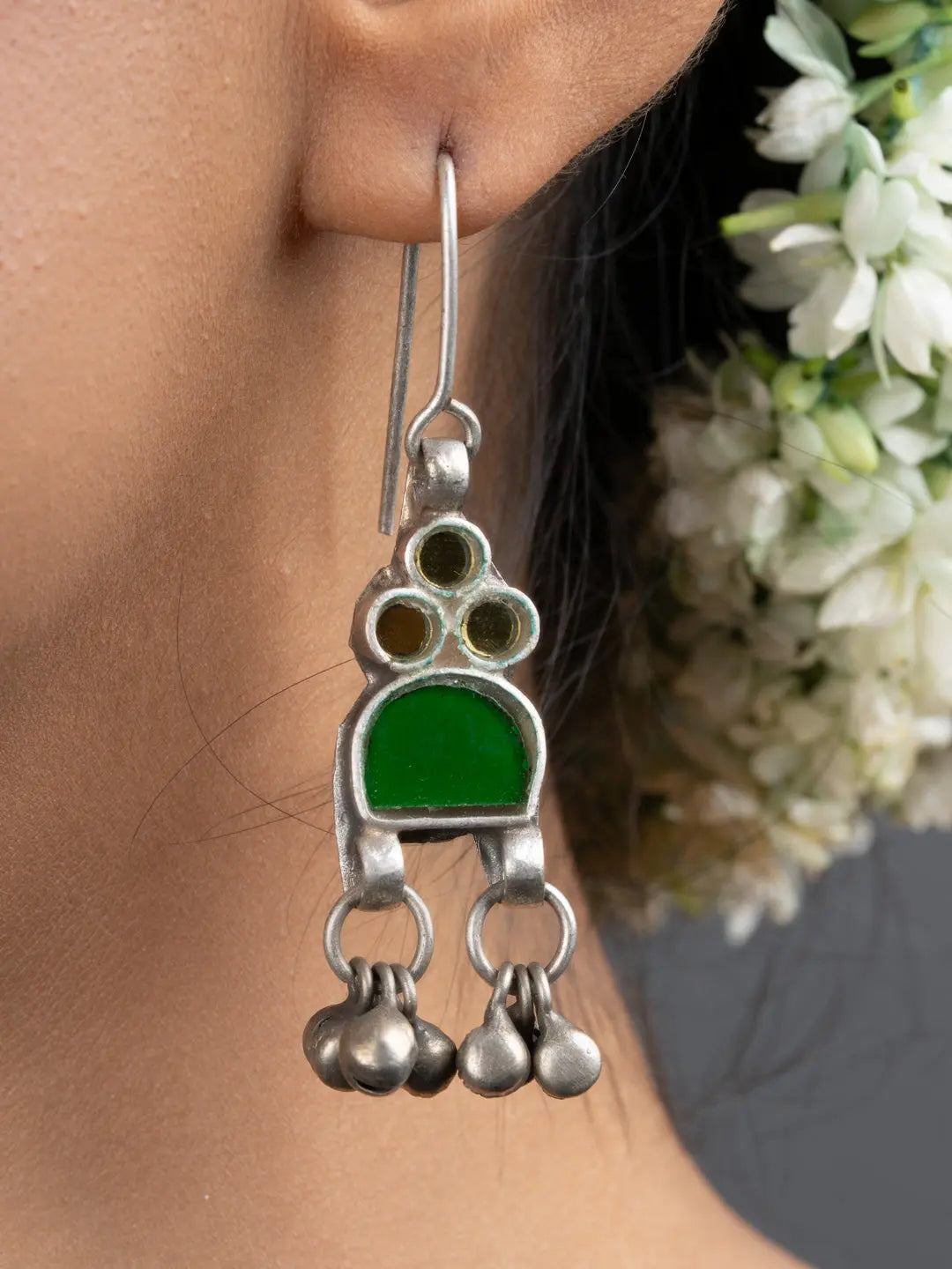 Green Afghan Glass Dangler Earrings - Lookandadorn.com
