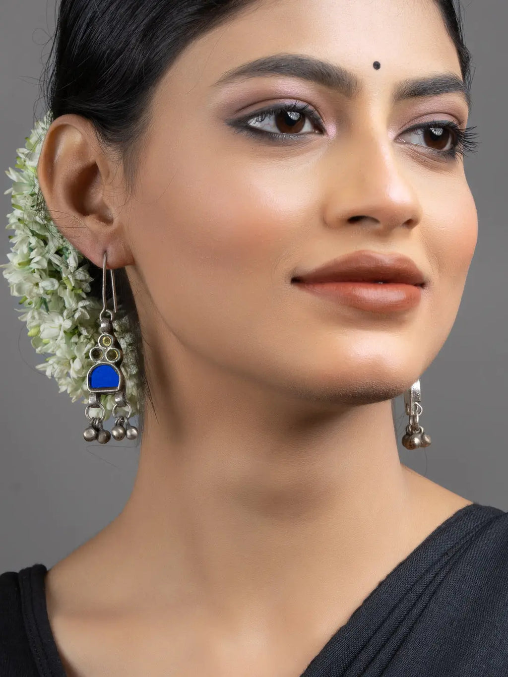 Blue Afghan Glass Ghungroo Dangler Earrings - Lookandadorn.com