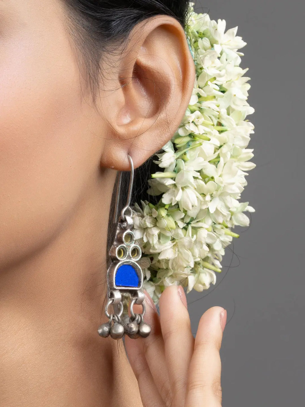 Blue Afghan Glass Ghungroo Dangler Earrings - Lookandadorn.com