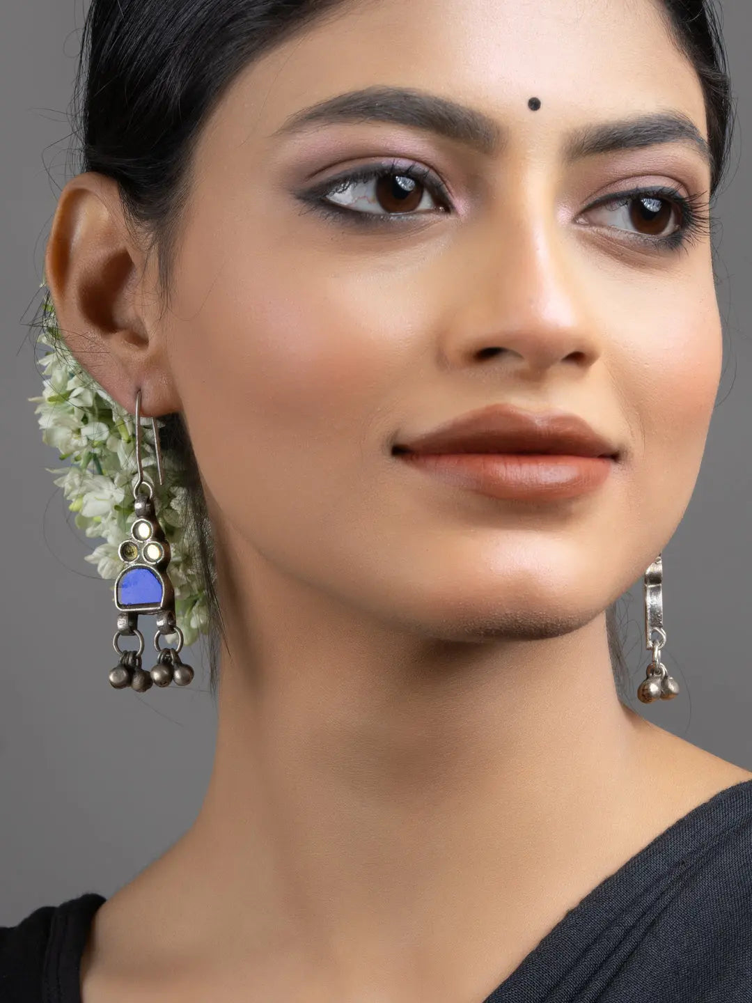 Blue Afghan Glass Ghungroo Dangler Earrings - Lookandadorn.com