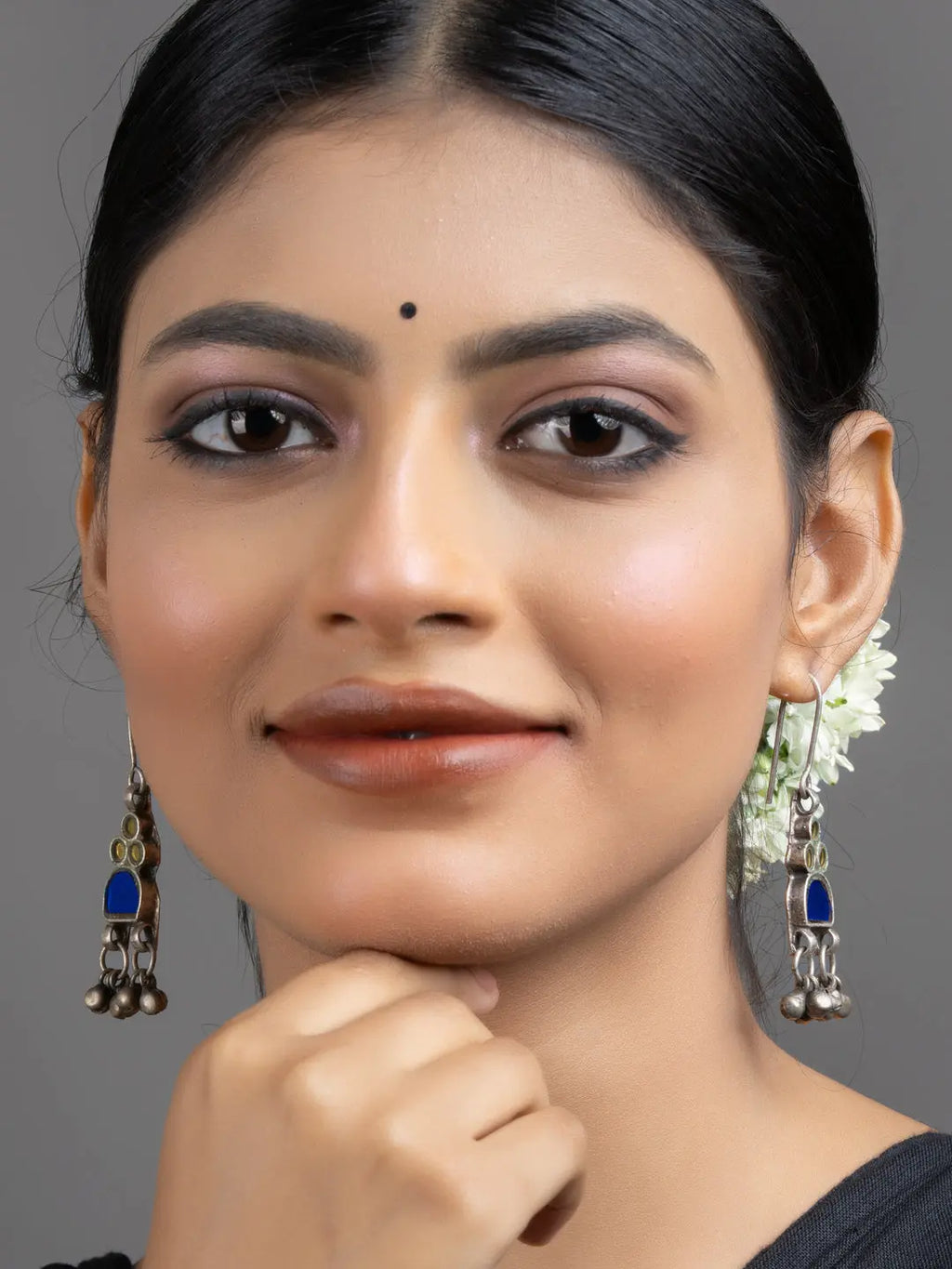 Blue Afghan Glass Ghungroo Dangler Earrings - Lookandadorn.com