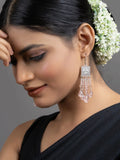 Rose Pink White Drop Crystal Dangler Earrings - Lookandadorn.com