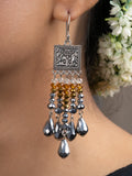 Golden Silver Drop Crystal Dangler Earrings - Lookandadorn.com