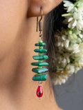 Green Red Coral Malachite Disc Earrings - Lookandadorn.com